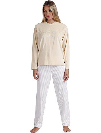 Pyjama pantalon top manches longues comfort home