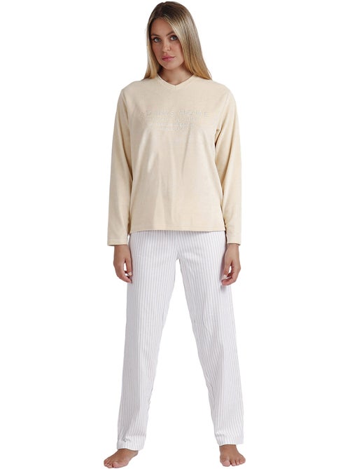 Pyjama pantalon top manches longues comfort home - Kiabi Pyjama pantalon top manches longues comfort home - Kiabi