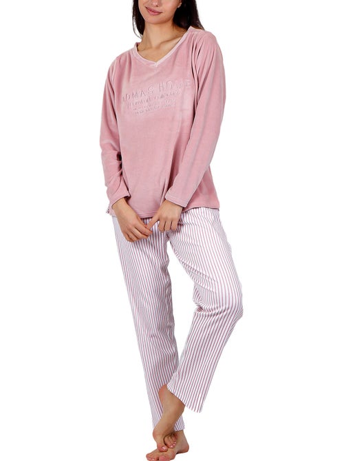 Pyjama pantalon top manches longues comfort home - Kiabi