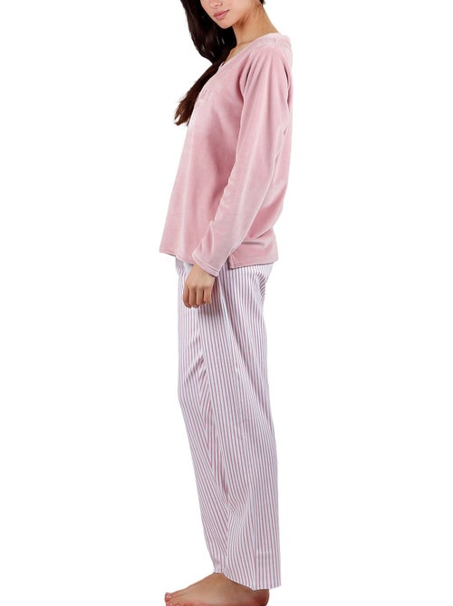 Pyjama pantalon top manches longues comfort home - Kiabi