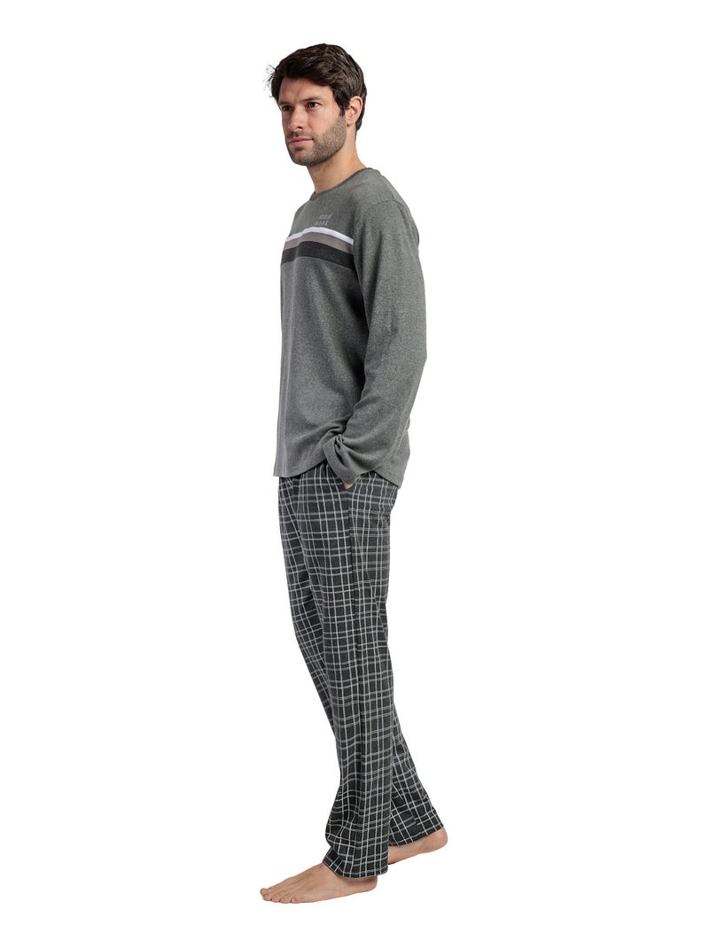 Pyjama pantalon top manches longues ebony Gris - Kiabi