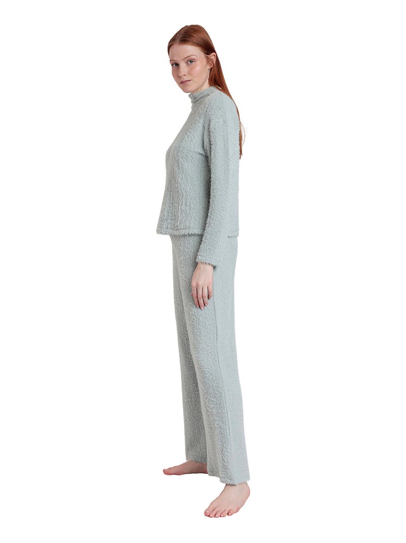 Pyjama pantalon top manches longues furry Bleu - Kiabi