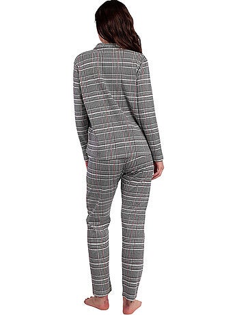 Pyjama pantalon top manches longues houdstooth
