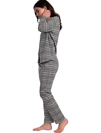 Pyjama pantalon top manches longues houdstooth
