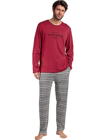 Pyjama pantalon top manches longues houndstooth