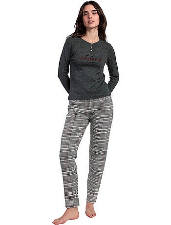 Pyjama pantalon top manches longues houndstooth