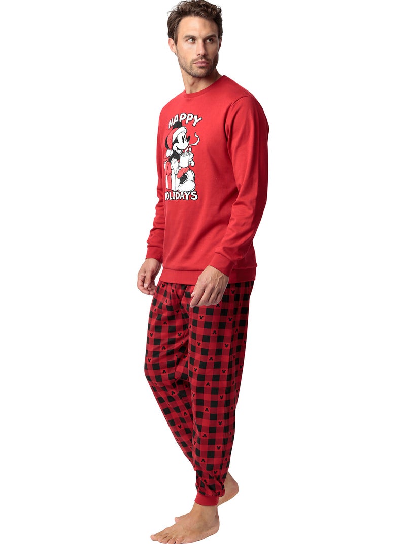 Pyjama pantalon top manches longues mouse holidays disney Rouge - Kiabi