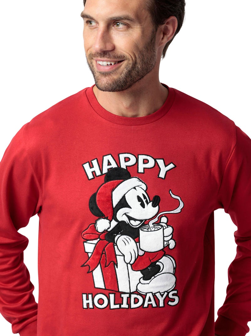 Pyjama pantalon top manches longues mouse holidays disney Rouge - Kiabi
