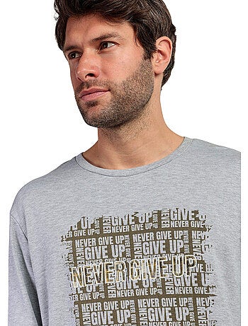 Pyjama pantalon top manches longues never give up