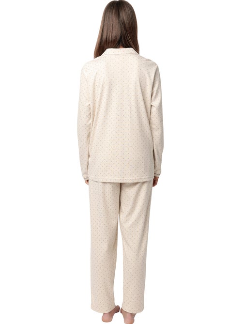 Pyjama pantalon top manches longues organic dots - Kiabi