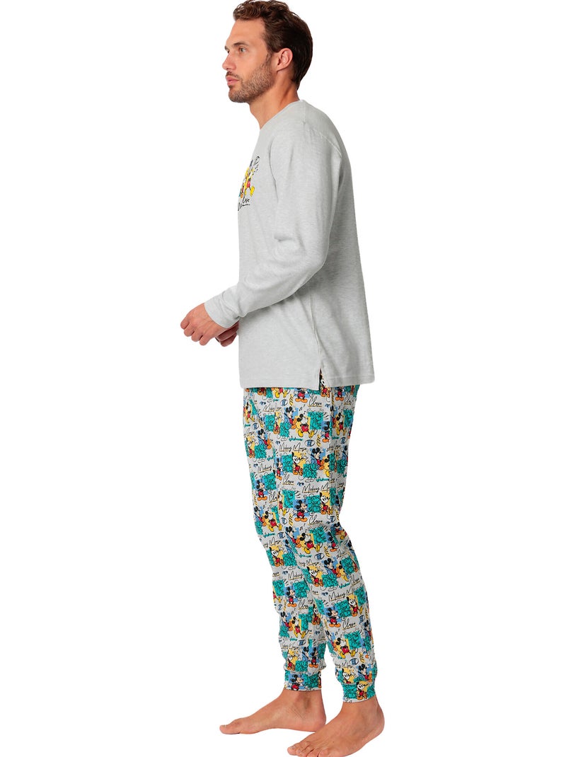 Pyjama pantalon top manches longues original mickey disney Gris - Kiabi
