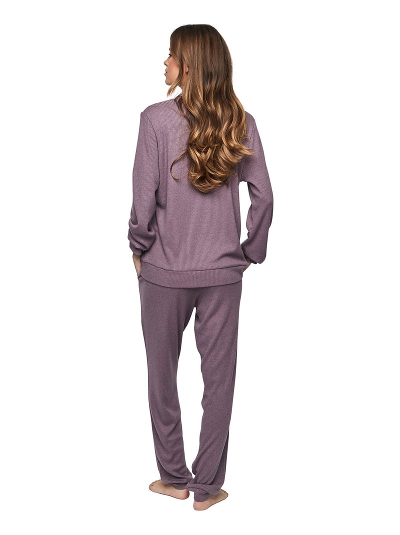 Pyjama pantalon top manches longues p106 cloud nine Violet - Kiabi
