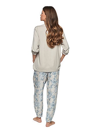Pyjama pantalon top manches longues p107 jardins secrets