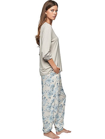 Pyjama pantalon top manches longues p107 jardins secrets