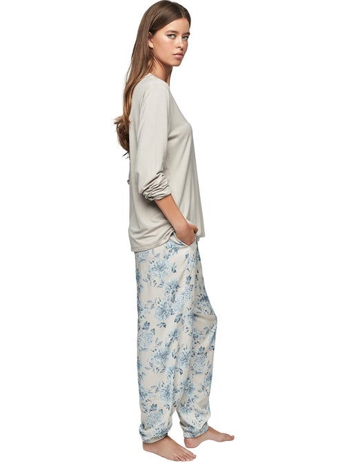 Pyjama pantalon top manches longues p107 jardins secrets - Kiabi