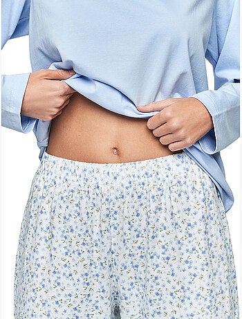 Pyjama pantalon top manches longues p111 preppy flowers