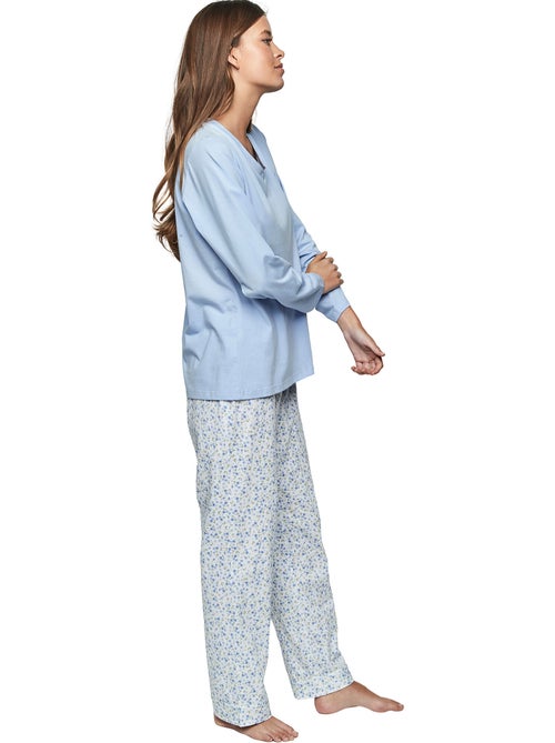 Pyjama pantalon top manches longues p111 preppy flowers - Kiabi