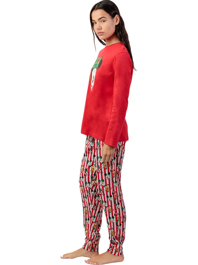 Pyjama pantalon top manches longues party friends disney Rouge - Kiabi