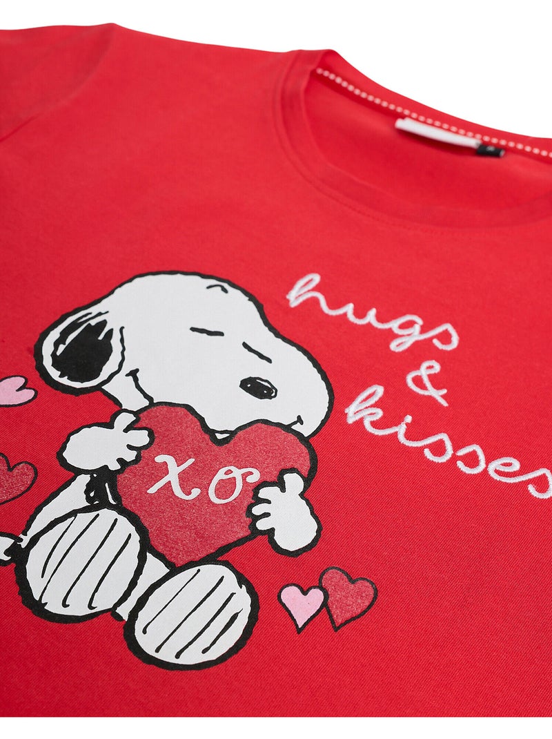 Pyjama pantalon top manches longues peanuts in my heart Rouge - Kiabi