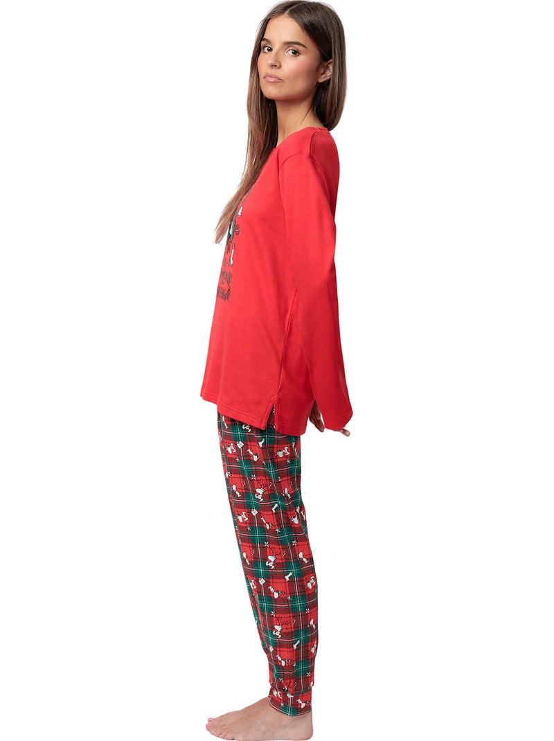 Pyjama pantalon top manches longues reindeer crossing peanuts Rouge - Kiabi