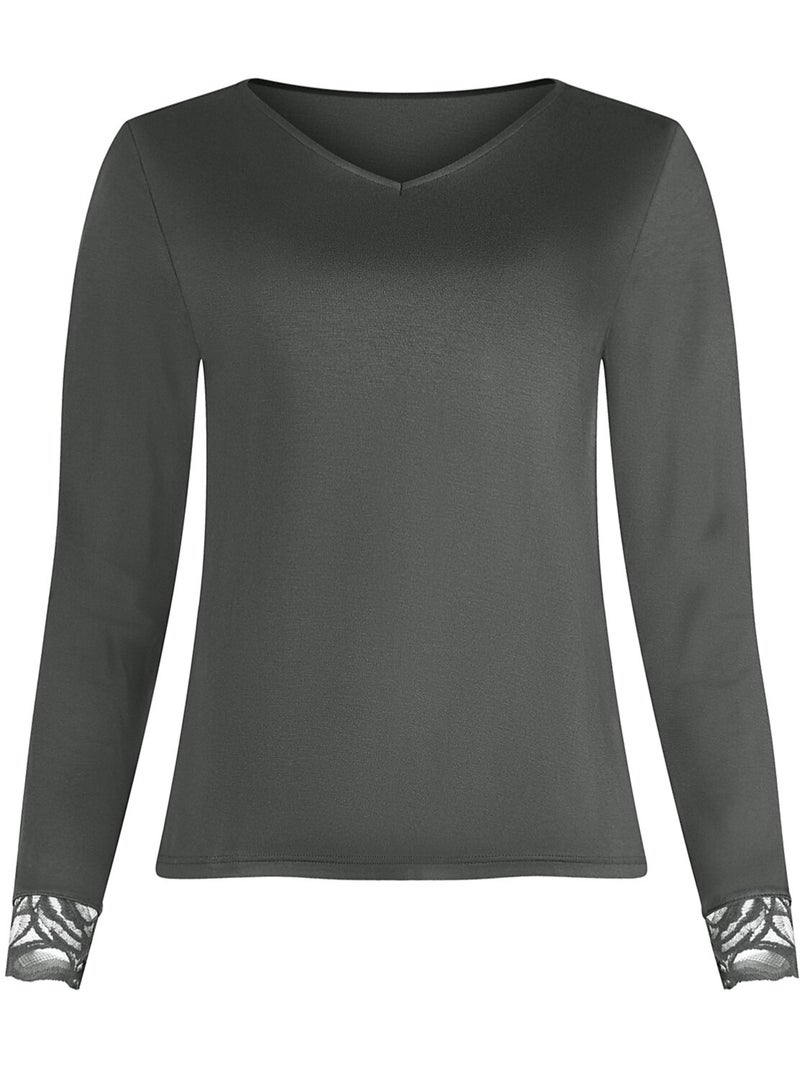 Pyjama pantalon top manches longues ruth Gris - Kiabi