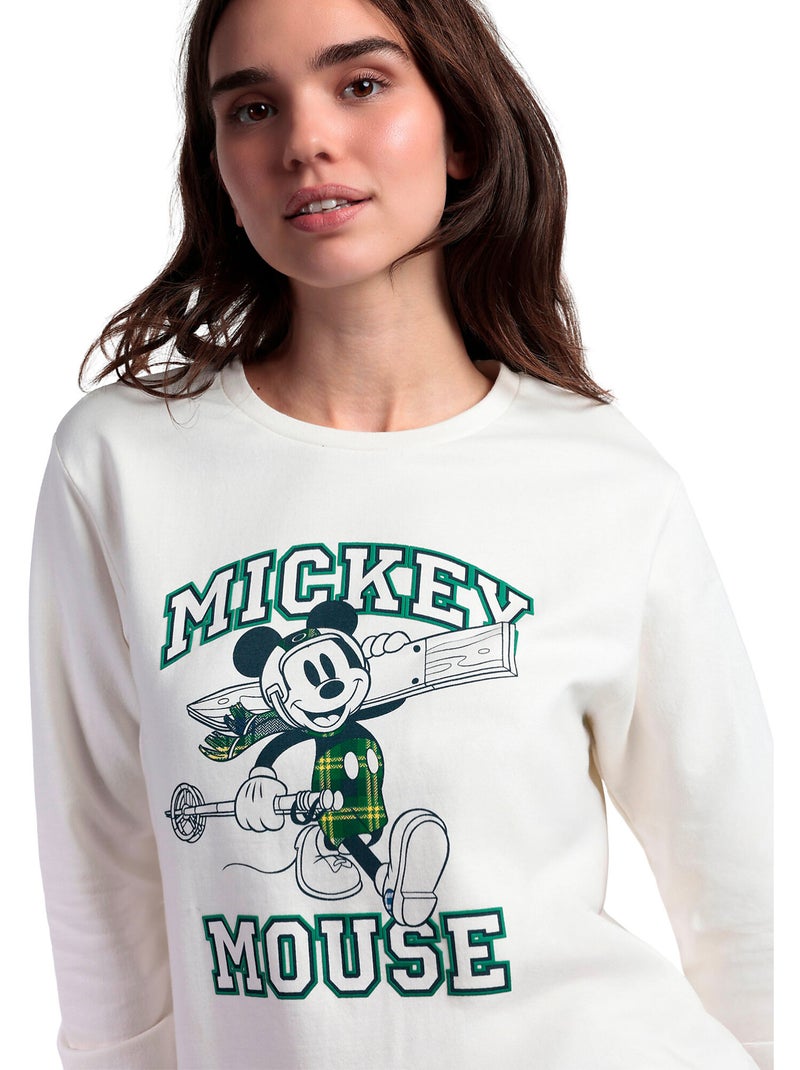 Pyjama pantalon top manches longues ski mouse disney Ecru - Kiabi