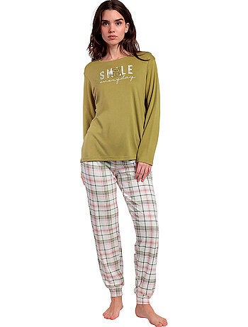 Pyjama pantalon top manches longues smile everyday