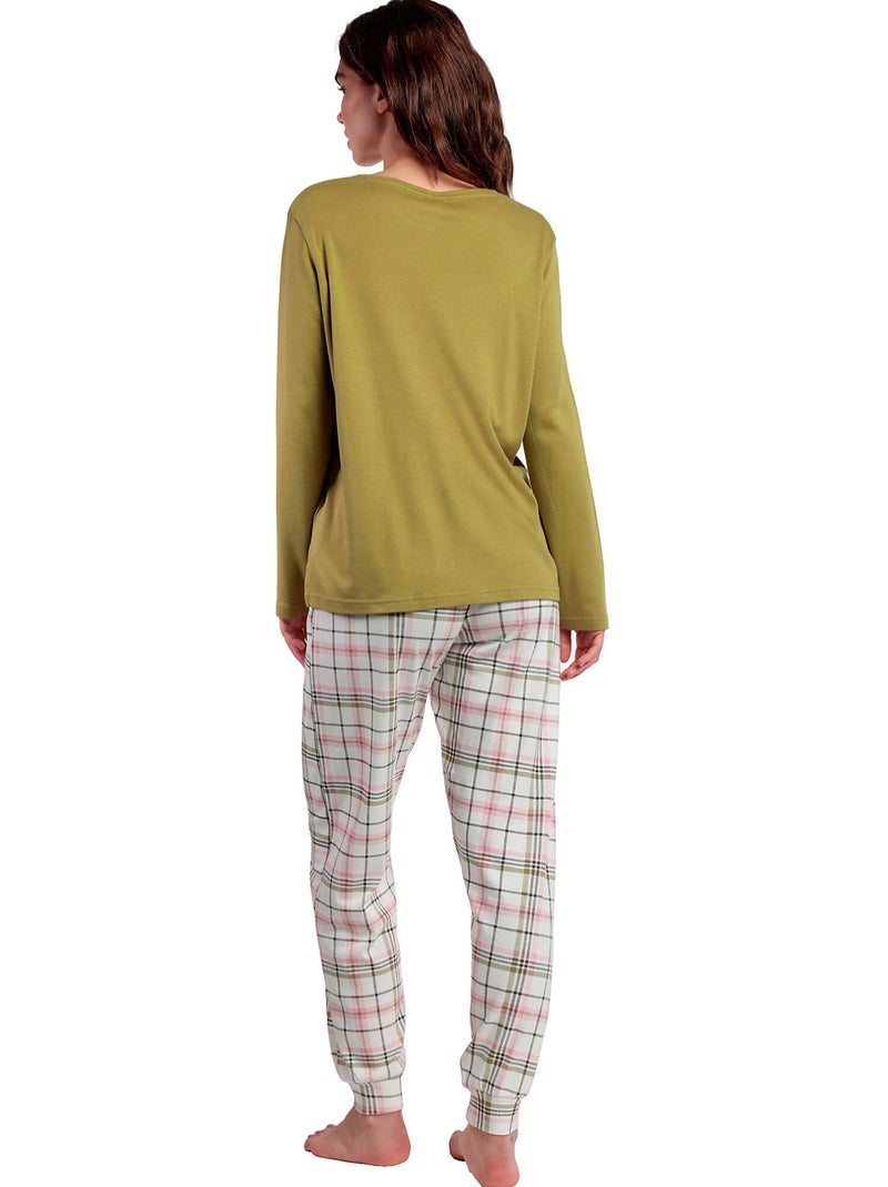 Pyjama pantalon top manches longues smile everyday Vert - Kiabi