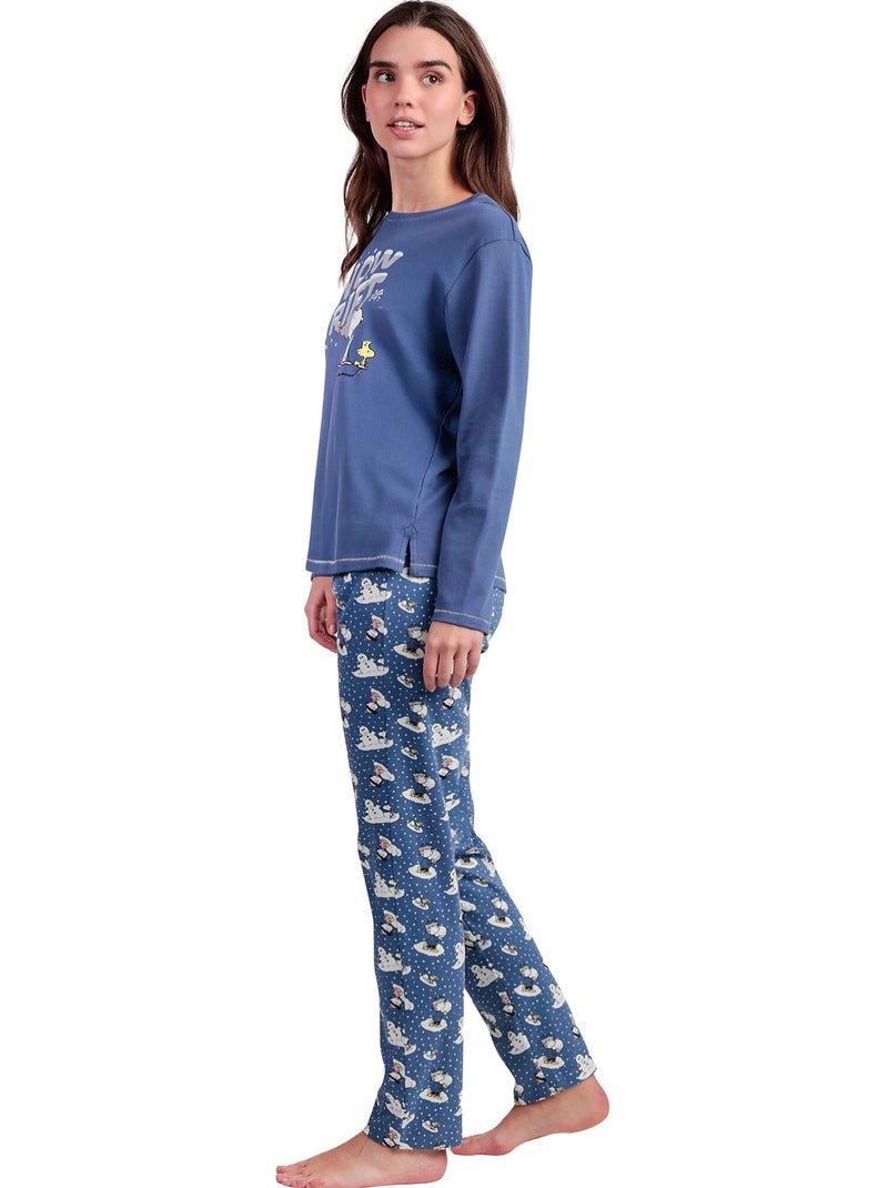 Pyjama pantalon top manches longues snow drift peanuts Bleu - Kiabi