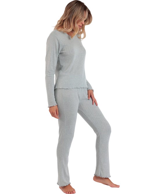 Pyjama pantalon top manches longues soft canale - Kiabi