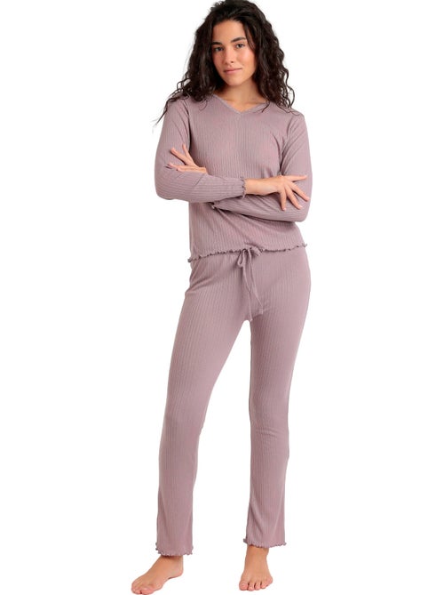 Pyjama pantalon top manches longues soft canale - Kiabi Pyjama pantalon top manches longues soft canale - Kiabi