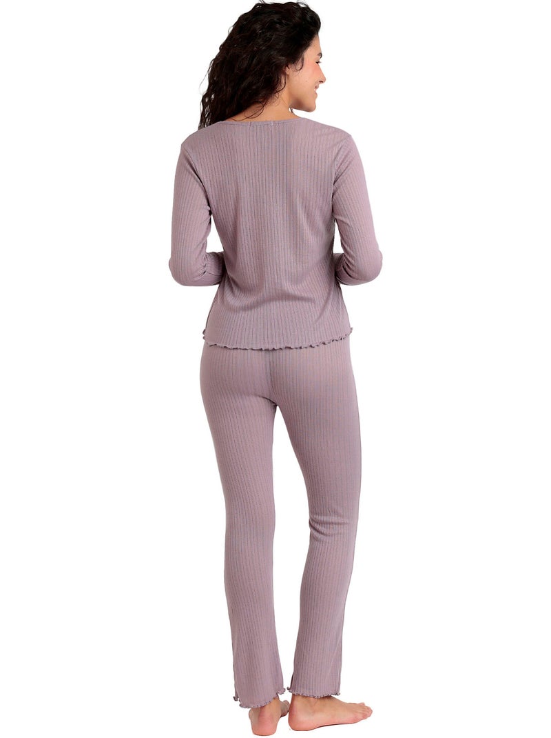 Pyjama pantalon top manches longues soft canale Violet - Kiabi
