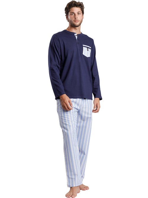 Pyjama pantalon top manches longues stripest - Kiabi Pyjama pantalon top manches longues stripest - Kiabi