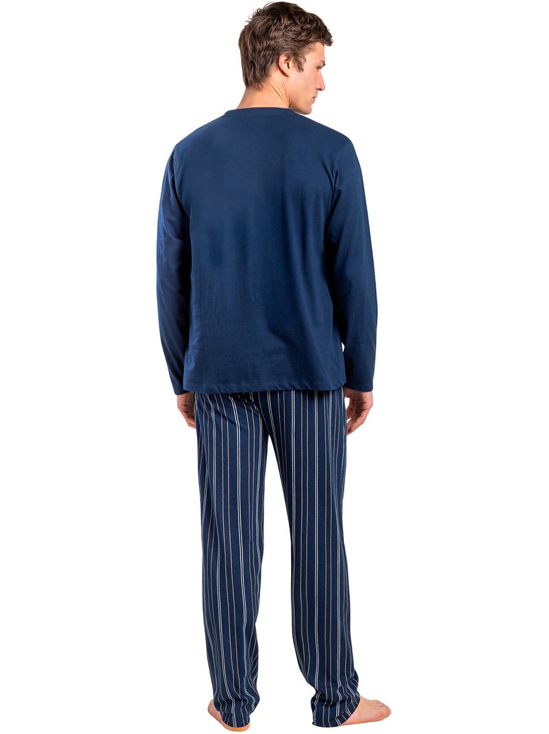 Pyjama pantalon top manches longues sublime experiences Bleu marine - Kiabi