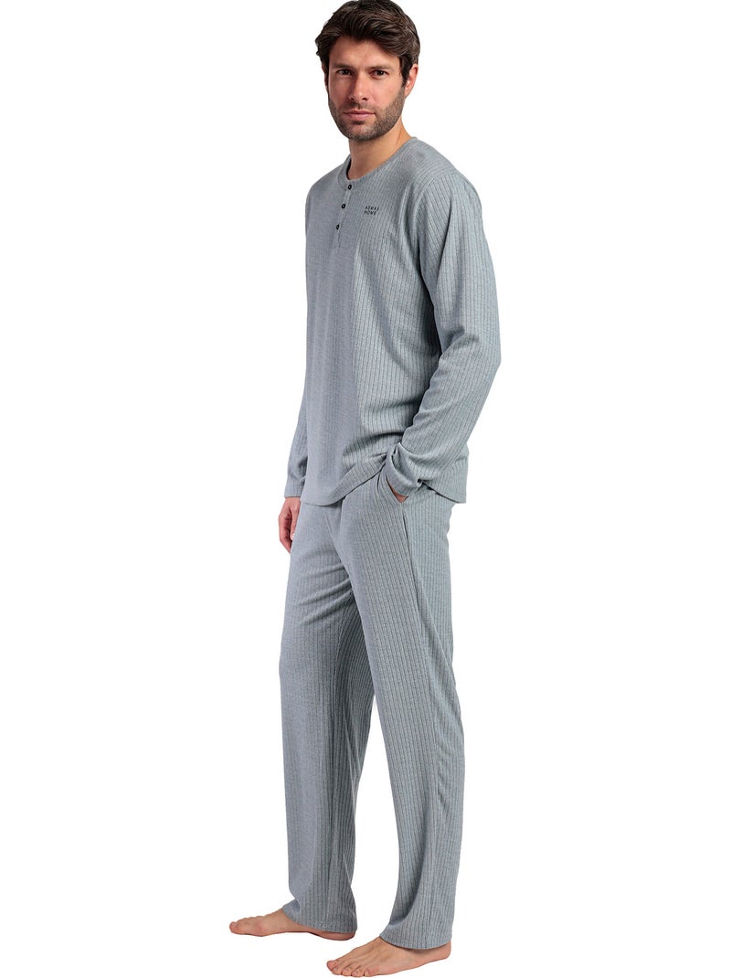 Pyjama pantalon top manches longues supersoft Bleu - Kiabi