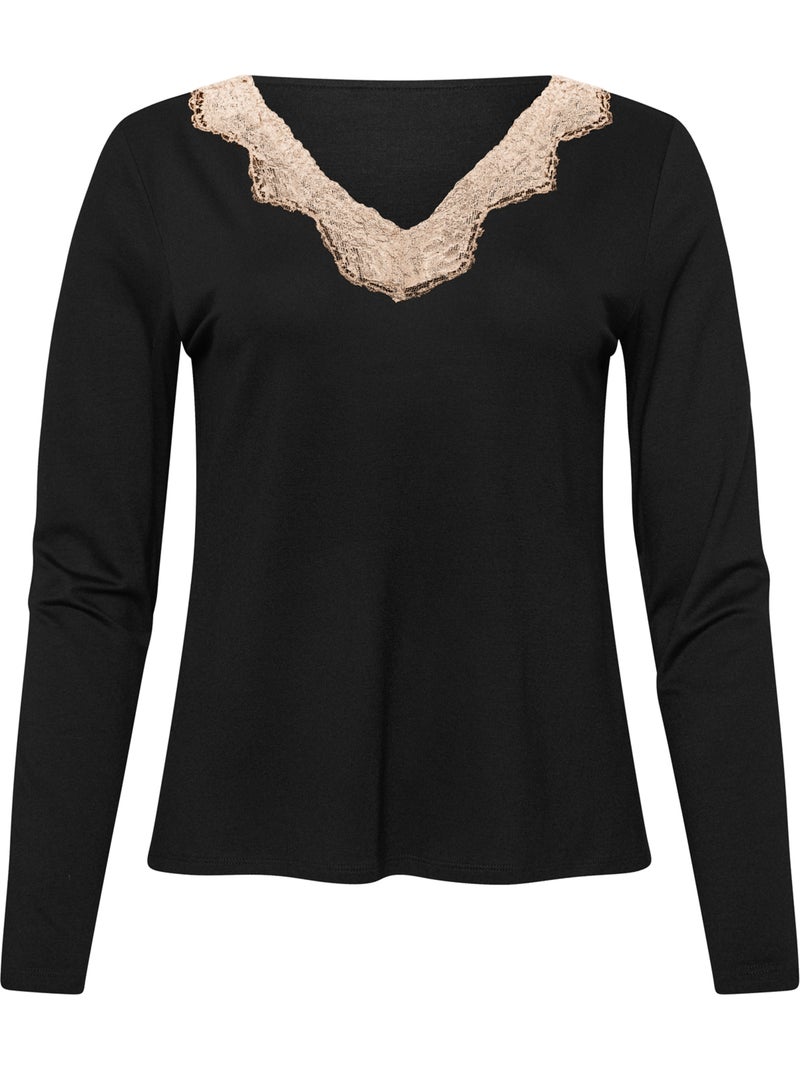 Pyjama pantalon top manches longues tania Noir - Kiabi