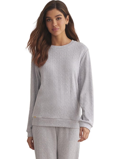 Pyjama pantalon top manches longues texturas - Kiabi
