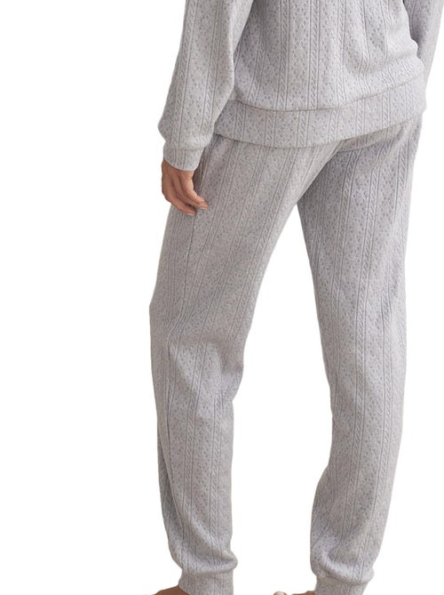 Pyjama pantalon top manches longues texturas - Kiabi