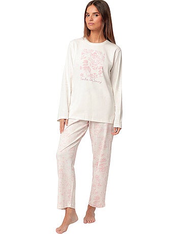 Pyjama pantalon top manches longues toile de jouy