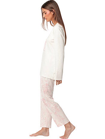 Pyjama pantalon top manches longues toile de jouy