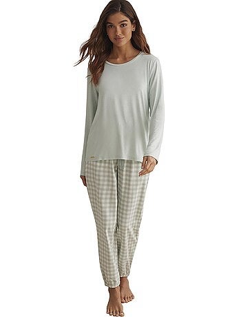Pyjama pantalon top manches longues vichyp91