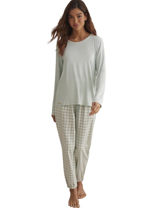 Pyjama pantalon top manches longues vichyp91 - Kiabi Pyjama pantalon top manches longues vichyp91 - Kiabi