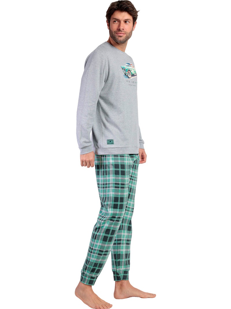 Pyjama pantalon top manches longues vintage car lois Gris - Kiabi
