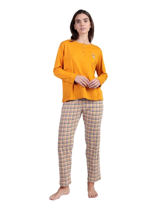 Pyjama pantalon top polo manches longues loulou returns - Kiabi