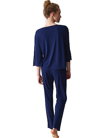 Pyjama pantalon tunique manches trois-quarts amourette