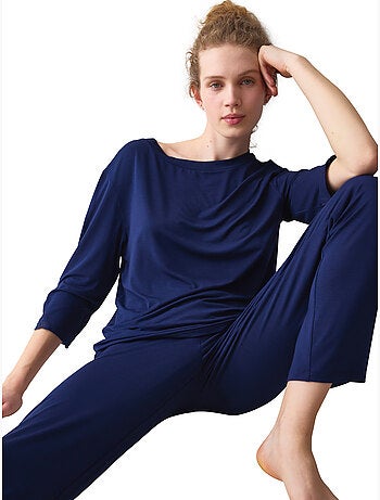 Pyjama pantalon tunique manches trois-quarts amourette