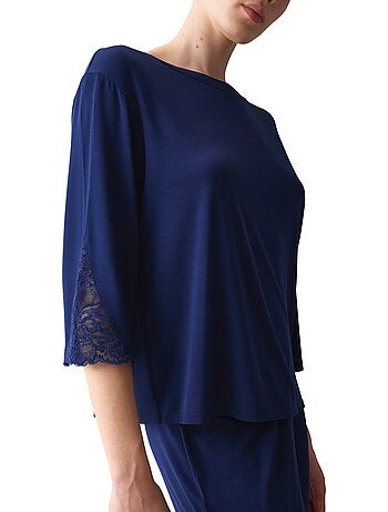 Pyjama pantalon tunique manches trois-quarts amourette