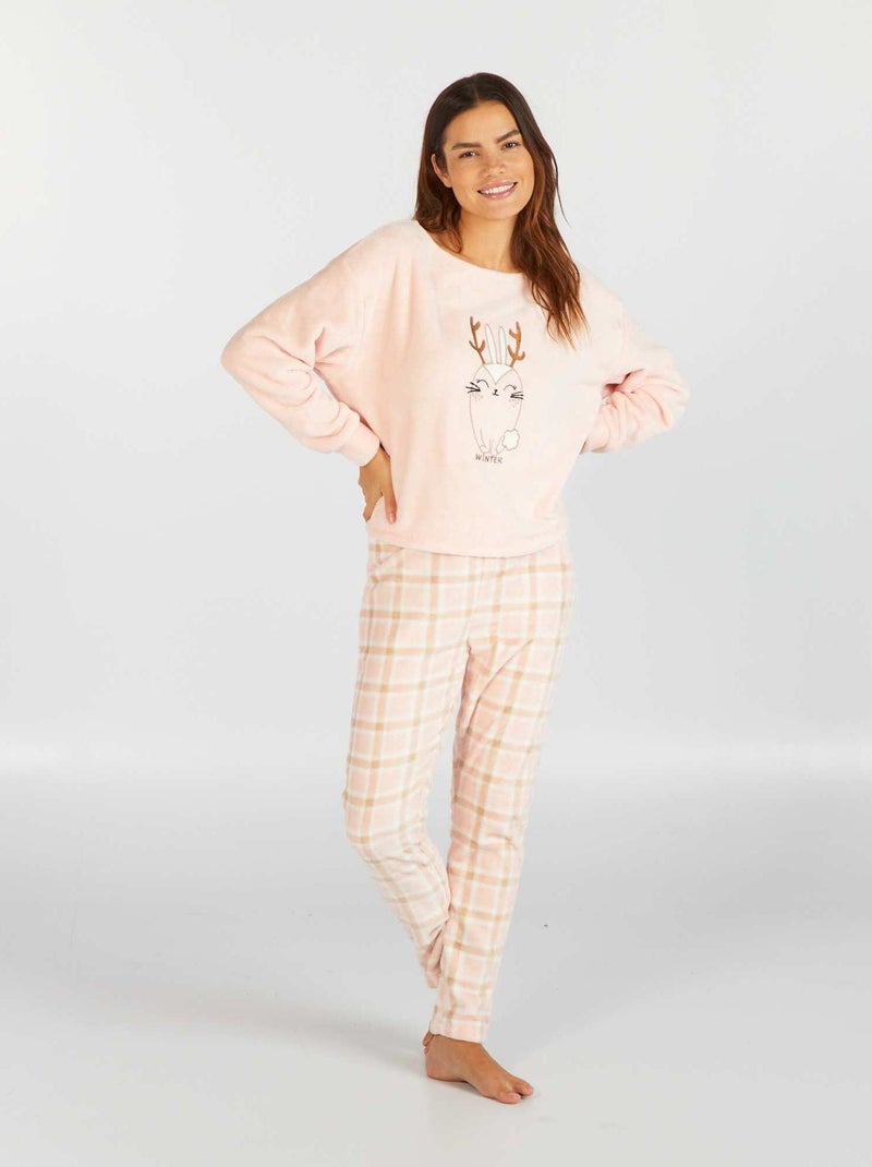 Pyjama polaire - 2 pièces Rose - Kiabi