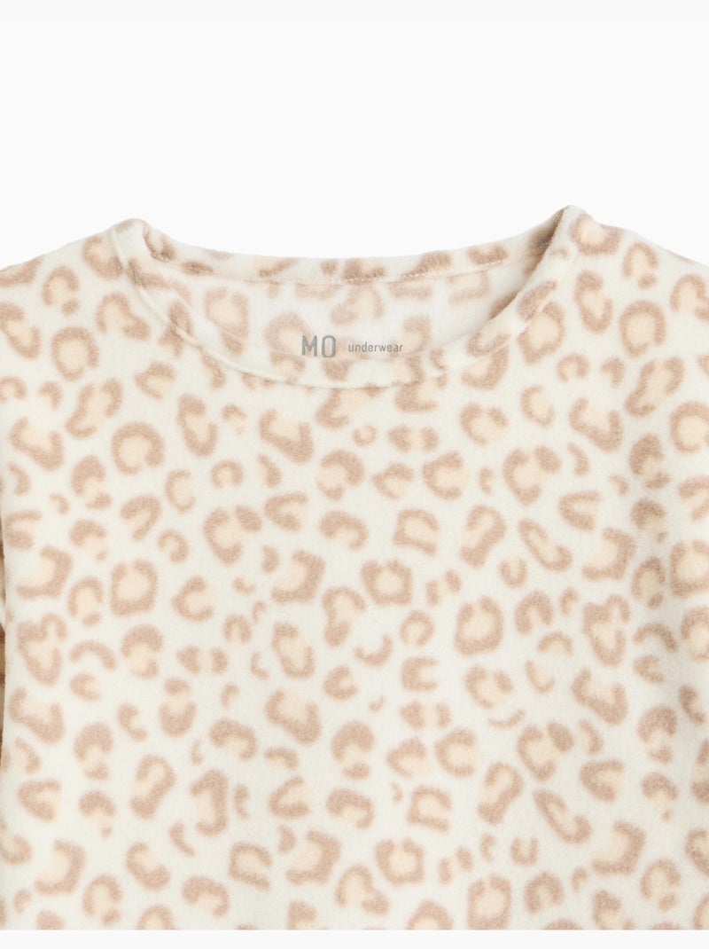 Pyjama polaire à imprimé animalier, mo fashion Beige - Kiabi