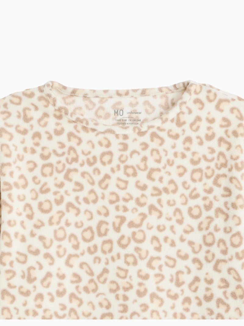 Pyjama polaire à imprimé animalier, mo fashion Beige - Kiabi